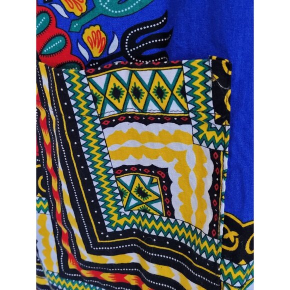 Dashiki African Print Short Sleeve Tunic Blouse Top Pockets Ethnic Boho Hippie S - Picture 4 of 6
